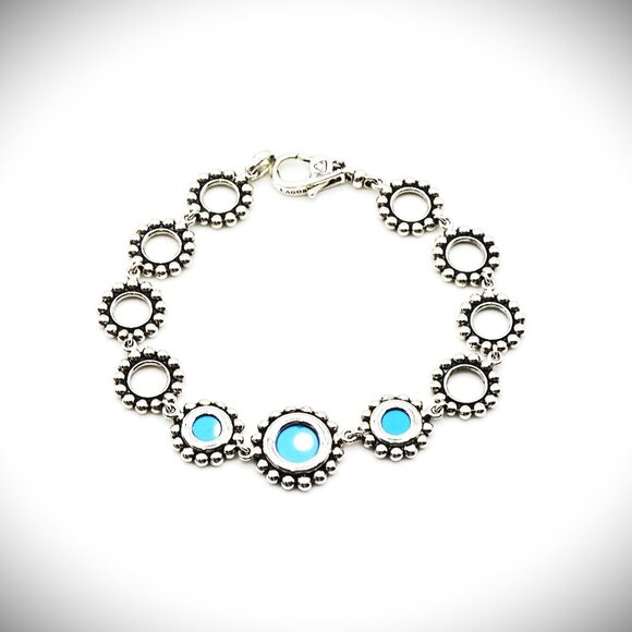 LAGOS Maya Sterling Silver Blue Ceramic Circle Stations Bracelet - Picture 4 of 11